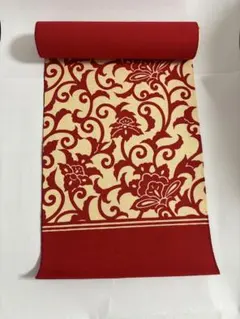 帯　赤とクリーム色　レトロ　昭和　和装