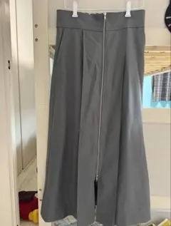 グレー フレアスカート Lサイズ 前面ジッパー