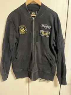 希少ワッペンモデルALPHAINDUSTRIESMA-1スウェットジャケット黒L