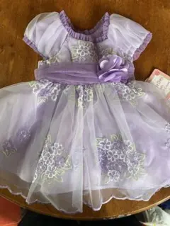 紫色 花柄刺繍 ドレス 6M