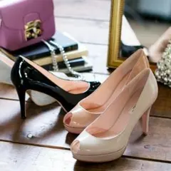 SEVEN TWELVE THIRTY エナメルピンク オープンパンプス