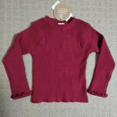 プティマイン　花柄編みテレコニット　100