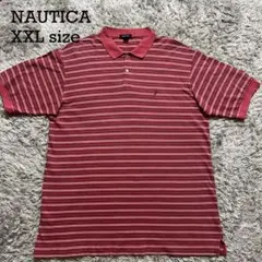 NAUTICA カナダ製 鹿の子 ポロシャツ レッド ボーダー XXLのサムネイル