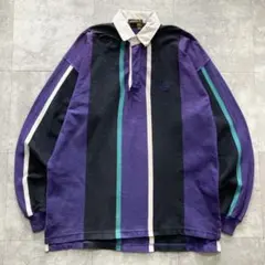 【USA製】80s Eddie Bauer ワンポイント ロゴ刺繍 ラガーシャツ