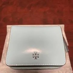 TORY BURCHライトブルー 二つ折り財布 レザー