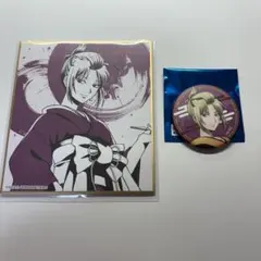 銀魂　春のぶらり旅　和紙缶バッジ　ミニ色紙　月詠