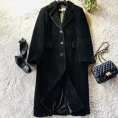 美品✨マックスマーラ ロングコート アルパカ 女優襟 白タグ ブラック 40