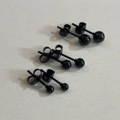 A161 丸玉 ブラック　6個　3サイズ　ボールピアス　両耳　個性　メンズ