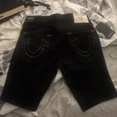 True Religion ショート パンツ ブラック ホワイトステッチ w34 - メルカリ