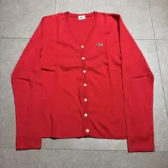 Lacoste カーディガン　セーター　ニット　赤　薄手　綿　コットン　40