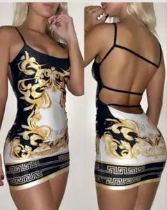 SHEIN バロックスタイル ノースリーブミニワンピース