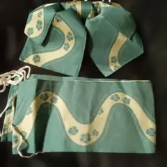 付け帯・作り帯 緑と黄緑色の波模様