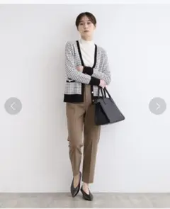 INDIVI チェック柄ニットカーディガン