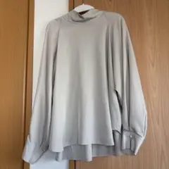 Green Label Relaxingベージュ スタンドカラー 長袖ブラウス