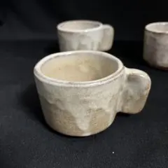 美品　陶器　土もの　カップ　スープカップ　マグカップ　3客　唐津焼