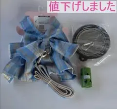 蝶結び チェック柄　犬服 ペット服　小型犬 猫用 リード　ペット ボウル付