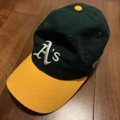 A's 9TWENTY キャップ ダークグリーン/イエロー