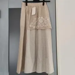 再お値下げ SUPER HAKKA ストライプ刺繍フレアスカートスーパーハッカのサムネイル