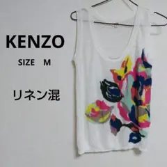 ・【KENZO】ケンゾー 花柄 ノースリーブ トップス リネン混 Mのサムネイル