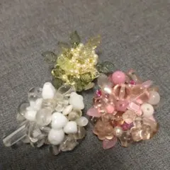 ビーズを編み込んだブローチ3点set☆ハンドメイド