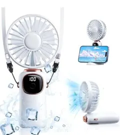手持ち扇風機 ポータブルファン 首掛け 大風量 静音 ミニ扇風機 折りたたみ式