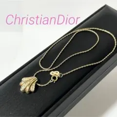 美品 ディオール ヴィンテージ ラインストーン ネックレス ペンダント ゴールド