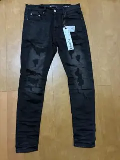 PURPLE Brand ブラック スキニーデニム ダメージ 800080 29