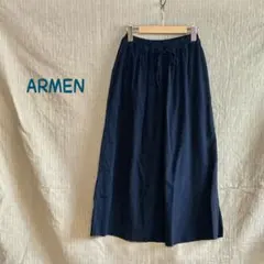 新品未使用　ARMEN アーメン　フレアスカート ネイビーのサムネイル