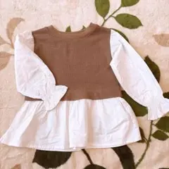 ワッフル切替チュニック 100cm