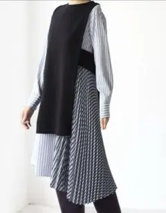 zampa organicベストとプリーツワンピース2点セットMサイズ