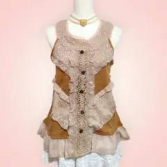 axes femme ノースリーブチュニック トップス レース フリル 森ガールのサムネイル