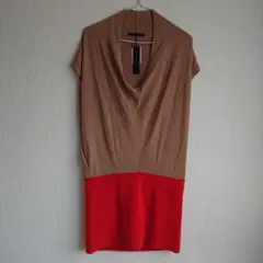 【新品タグ付】MAITRESSE ニットワンピース 9号 ベージュ/オレンジ