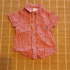 SLAP SLIP 半袖シャツ 90 赤・チェック