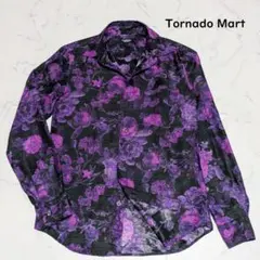 美品⭐トルネードマート 薔薇 総柄 長袖シャツ ブラック パープル Y2Kのサムネイル