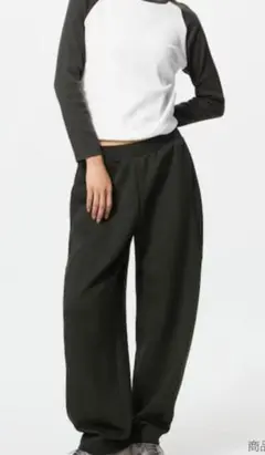 UNIQLOドライスウェットカーブパンツ M丈長めダークグリーン