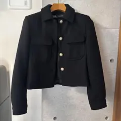ZARA ブラック クロップドジャケット XS