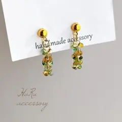 【 i24 】ファルファーレビーズ シンプル ピアスorイヤリング