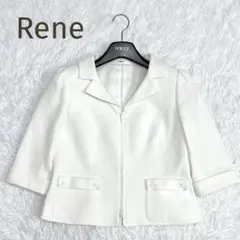 ★Rene★Wジップジャケット 半袖 テーラード 凸凹素材 白 サイズ36 春夏のサムネイル