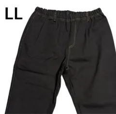 美品 カジュアル パンツ LL 長ズボン ウエストゴム 秋冬 ブラック 黒