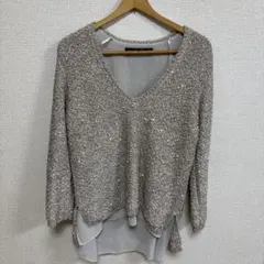 【大人気】ZARA ザラ　ニット　セーター　ラメ　ベージュ　L