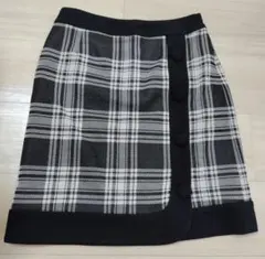 チェック柄タイトスカート ブラック/ホワイト