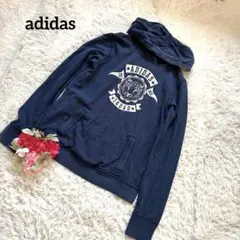 adidas ネイビー　ロゴ　長袖パーカー　スポーツ