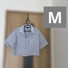 n*o様 ストライプ 半袖シャツ Mサイズ ショート丈 オーバーサイズ