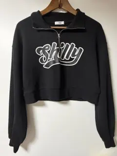 【お買得】ウィゴー　ブラックハーフジップショート丈スウェット　フリー