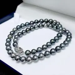 グレー真珠ネックレス☆8mm-11mm☆金具SILVER925 - メルカリ
