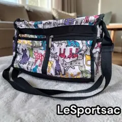 レスポートサック★ショルダーバッグ 猫柄 キャット 総柄 グレーのサムネイル
