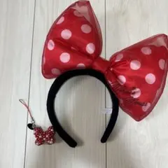 ミニーマウス 赤ドット リボンカチューシャ