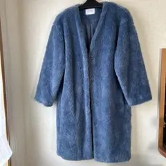 LOWRYS FARM ブルー モコモコチェスターコート Mサイズ　着用1回のサムネイル