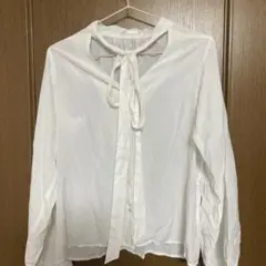 RETRO GIRL ホワイト 長袖 ブラウス ボウタイのサムネイル