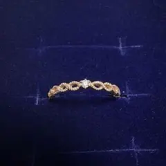 ageteコットンレースリング ダイヤモンド0.02ct k10 透かしリング